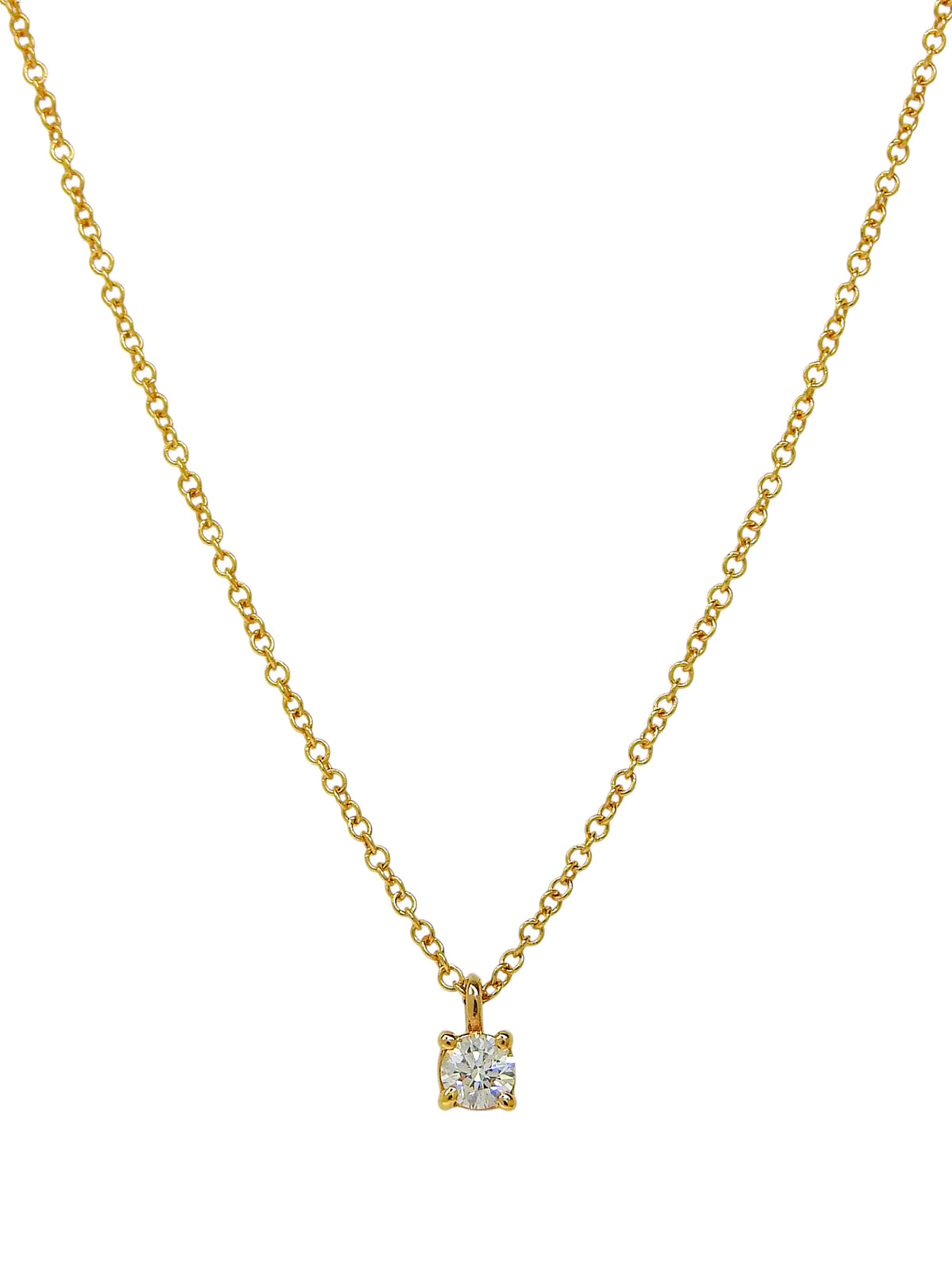 18K Gold Diamond Solitaire Necklace