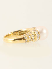 18Kダイヤモンドパールデザインリング ゴールド