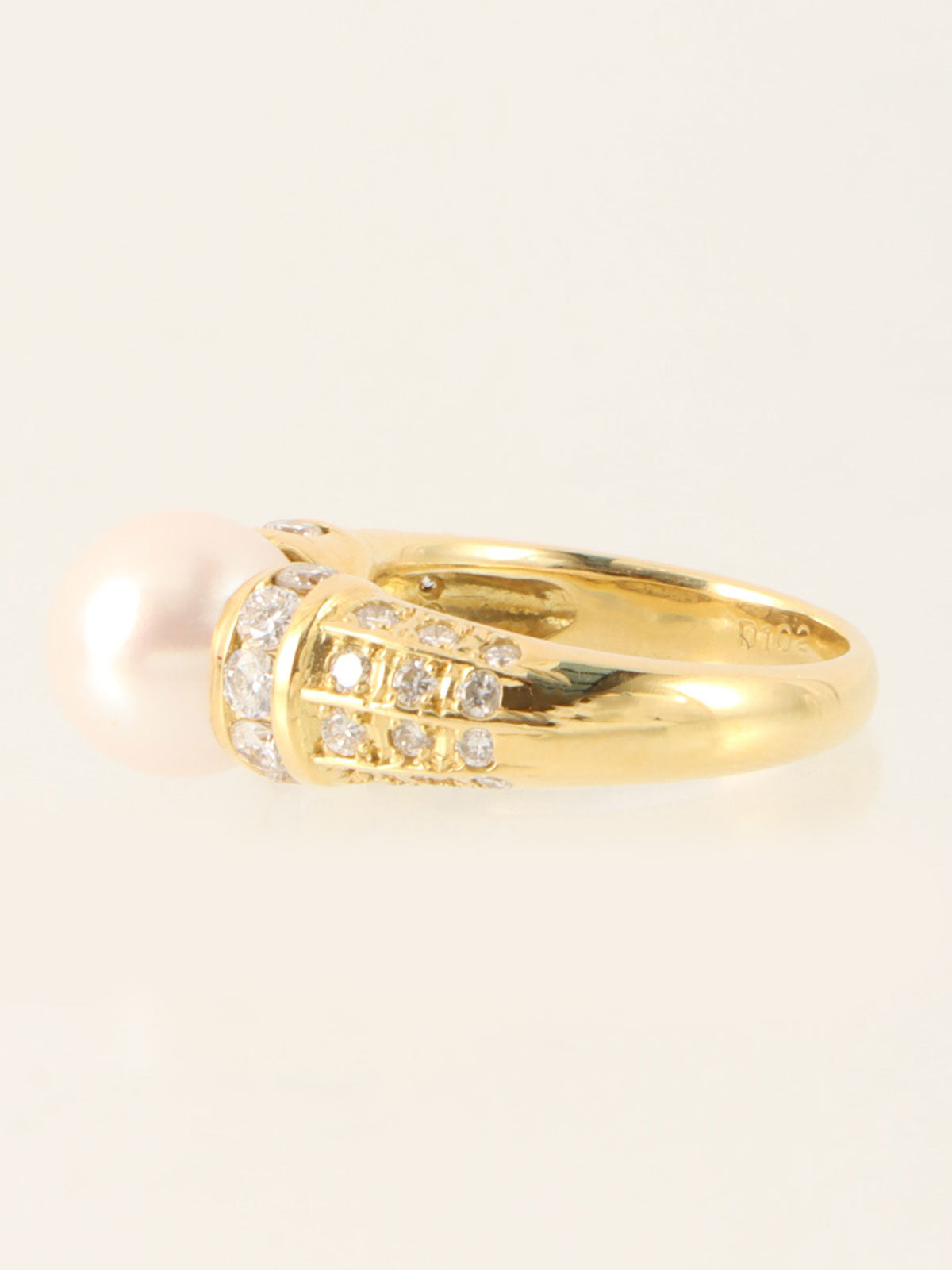18K Diamond Pearl Design Ring Gold
