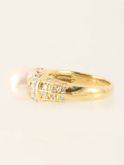 18K Diamond Pearl Design Ring Gold
