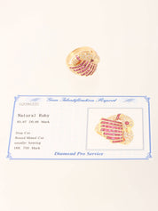 18Kダイヤモンドルビースワンモチーフリング ゴールド/ピンク