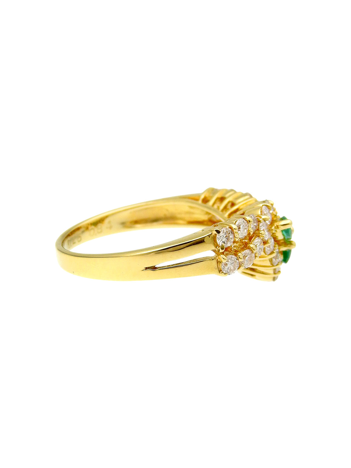 18Kエメラルドダイヤモンドデザインリング ゴールド/グリーン