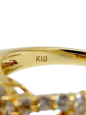 18K Gold/Green Emerald Diamond Design Ring