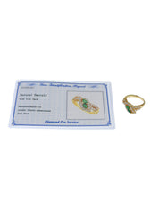 18K Gold/Green Emerald Diamond Design Ring