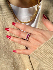 K18ダイヤモンドルビーリング シルバー/レッド