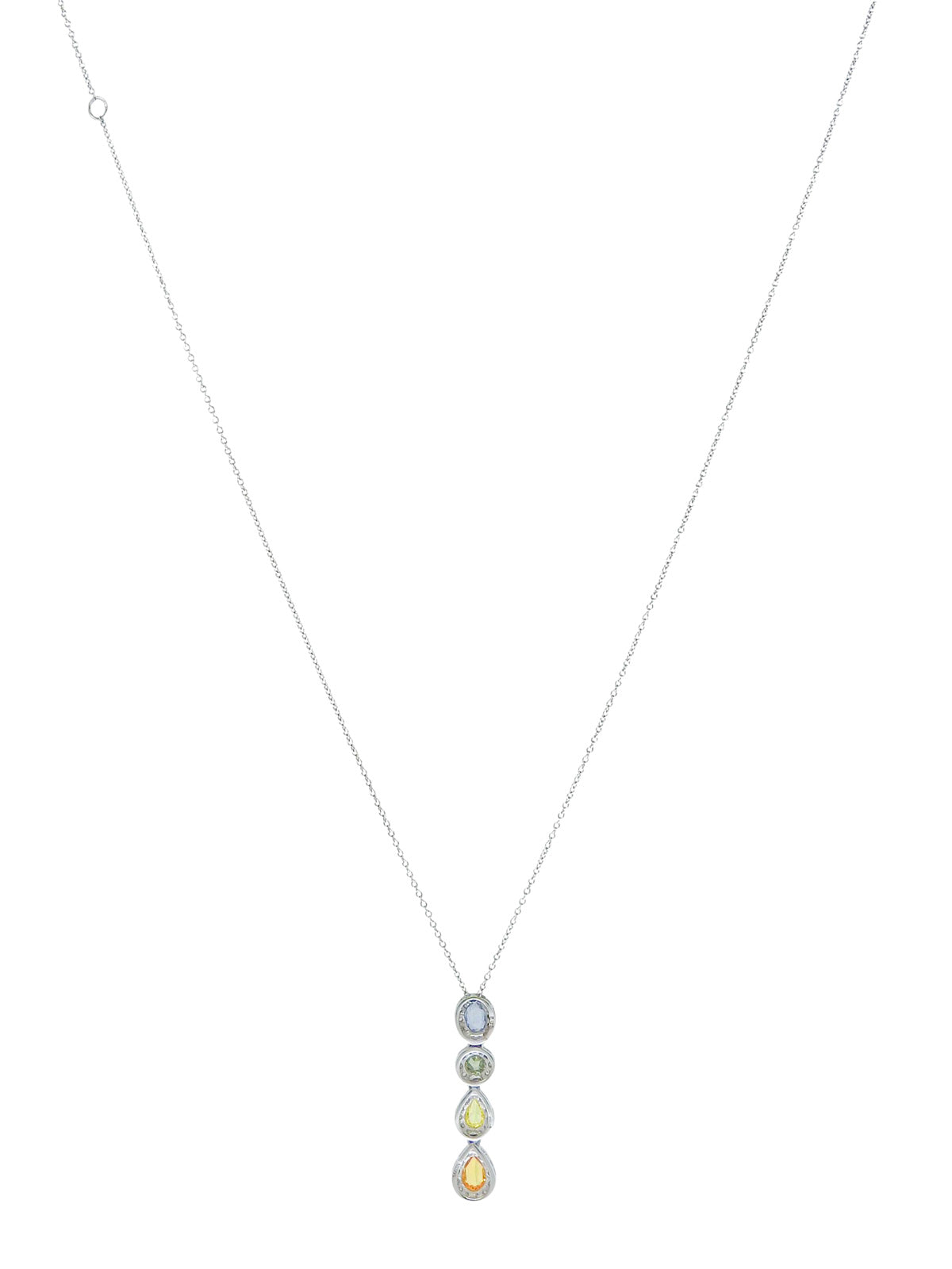 18K Sapphire and Diamond Necklace in Silver/Multi