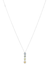 18K Sapphire and Diamond Necklace in Silver/Multi
