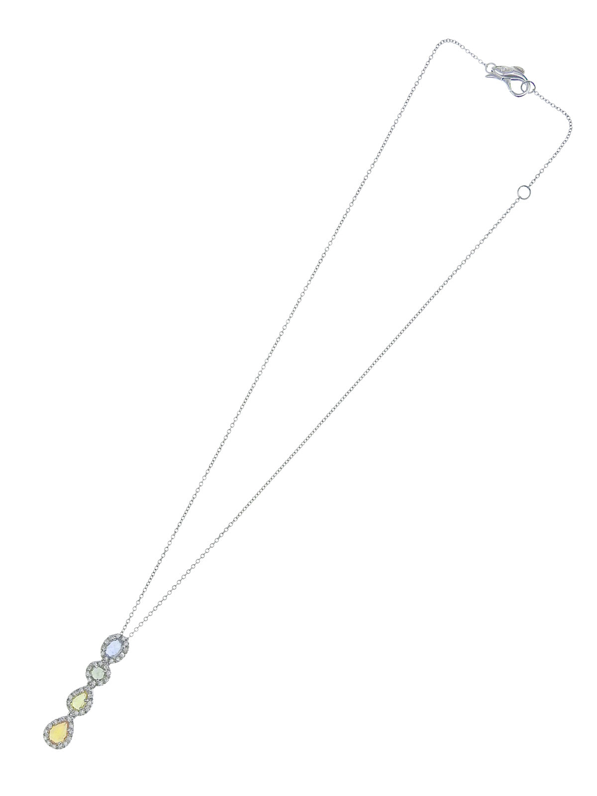 18K Sapphire and Diamond Necklace in Silver/Multi
