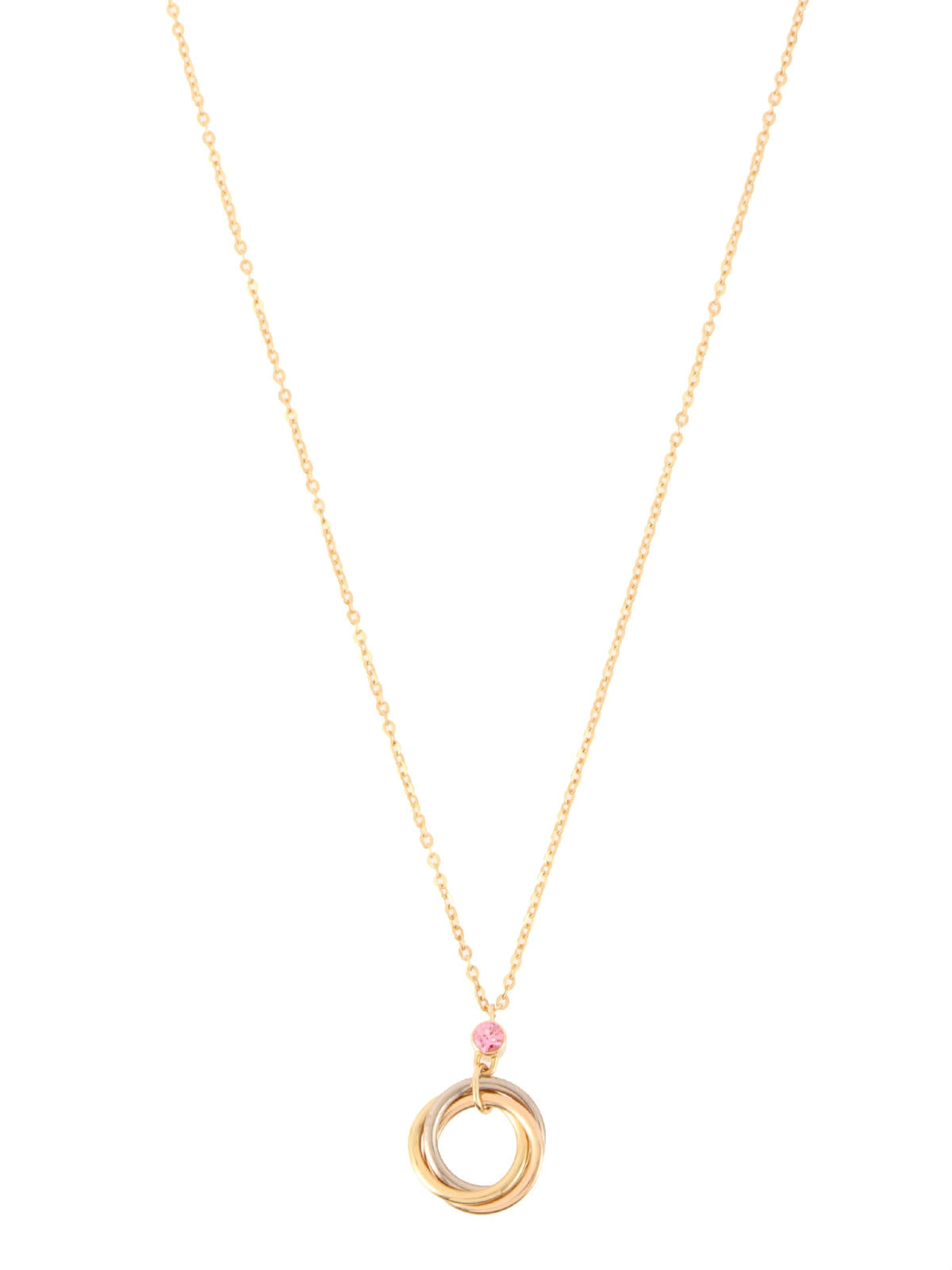 18K Sapphire Trinity Necklace in Pink/White Gold/Yellow Gold/Pink Gold