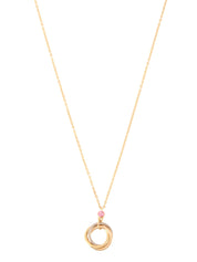 18K Sapphire Trinity Necklace in Pink/White Gold/Yellow Gold/Pink Gold