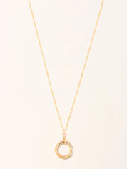 18K Sapphire Trinity Necklace in Pink/White Gold/Yellow Gold/Pink Gold
