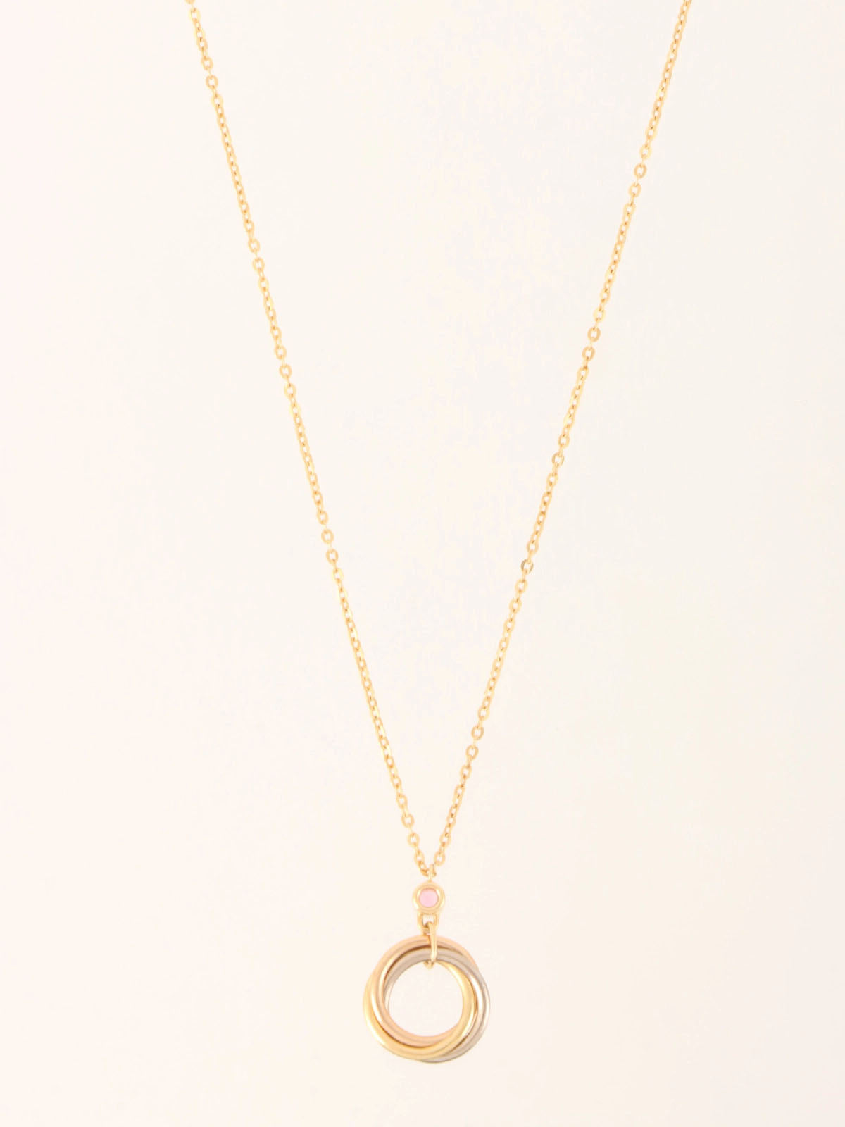 18K Sapphire Trinity Necklace in Pink/White Gold/Yellow Gold/Pink Gold