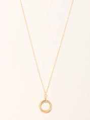 18K Sapphire Trinity Necklace in Pink/White Gold/Yellow Gold/Pink Gold