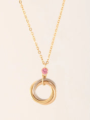 18K Sapphire Trinity Necklace in Pink/White Gold/Yellow Gold/Pink Gold