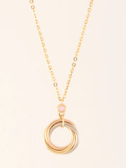 18K Sapphire Trinity Necklace in Pink/White Gold/Yellow Gold/Pink Gold