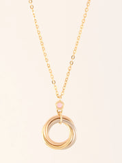 18K Sapphire Trinity Necklace in Pink/White Gold/Yellow Gold/Pink Gold