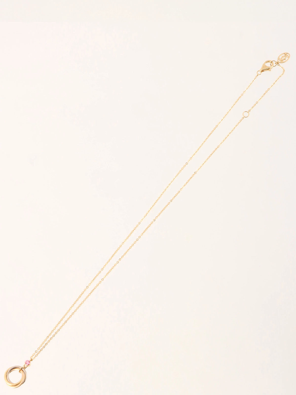 18K Sapphire Trinity Necklace in Pink/White Gold/Yellow Gold/Pink Gold