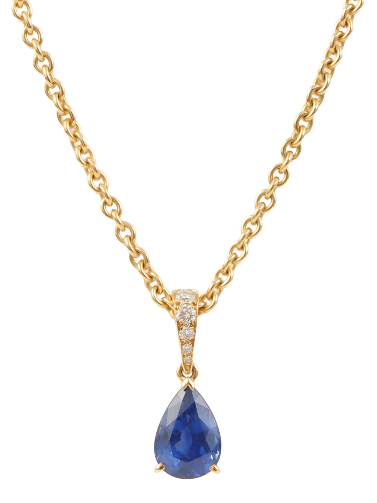 18K Sapphire Pear Shape Necklace Gold/Blue