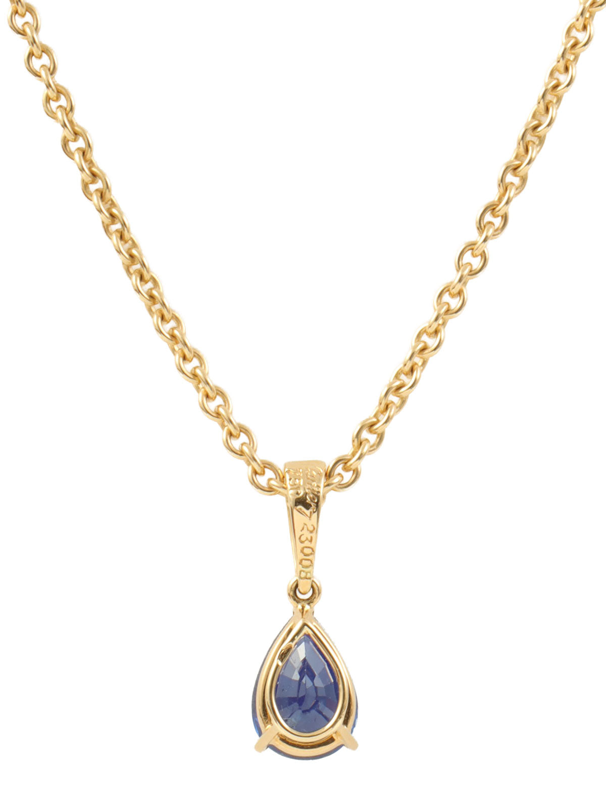18K金梨形蓝宝石项链，金色/蓝色