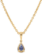 18K金梨形蓝宝石项链，金色/蓝色