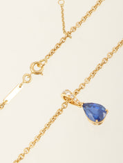 18K金梨形蓝宝石项链，金色/蓝色