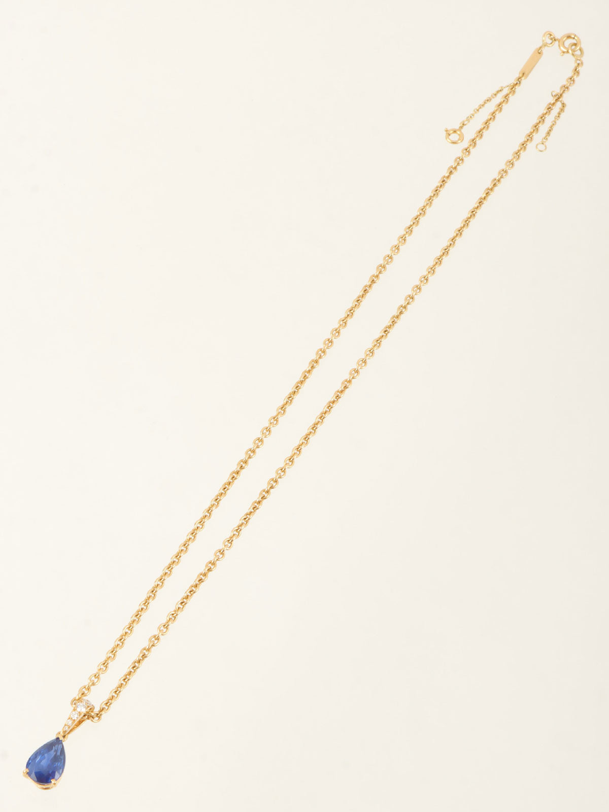 18K金梨形蓝宝石项链，金色/蓝色