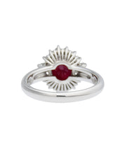 Platinum Ruby Diamond Ring in Silver/Red