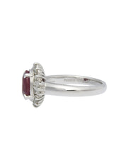 Platinum Ruby Diamond Ring in Silver/Red