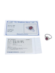 Platinum Ruby Diamond Ring in Silver/Red