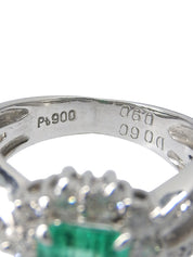 プラチナエメラルドダイヤモンドデザインリング シルバー/グリーン