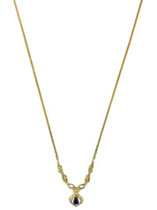 18K Gold/Blue Sapphire and Diamond Design Necklace