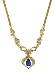 18K Gold/Blue Sapphire and Diamond Design Necklace