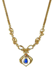 18K Gold/Blue Sapphire and Diamond Design Necklace