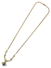 18K Gold/Blue Sapphire and Diamond Design Necklace