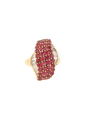 18Kダイヤモンドルビーデザインリング ゴールド/レッド