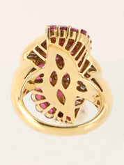 18Kダイヤモンドルビーデザインリング ゴールド/レッド