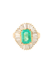18Kエメラルドダイヤモンドデザインリング ゴールド/グリーン