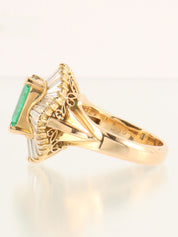 18Kエメラルドダイヤモンドデザインリング ゴールド/グリーン