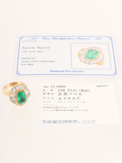 18Kエメラルドダイヤモンドデザインリング ゴールド/グリーン