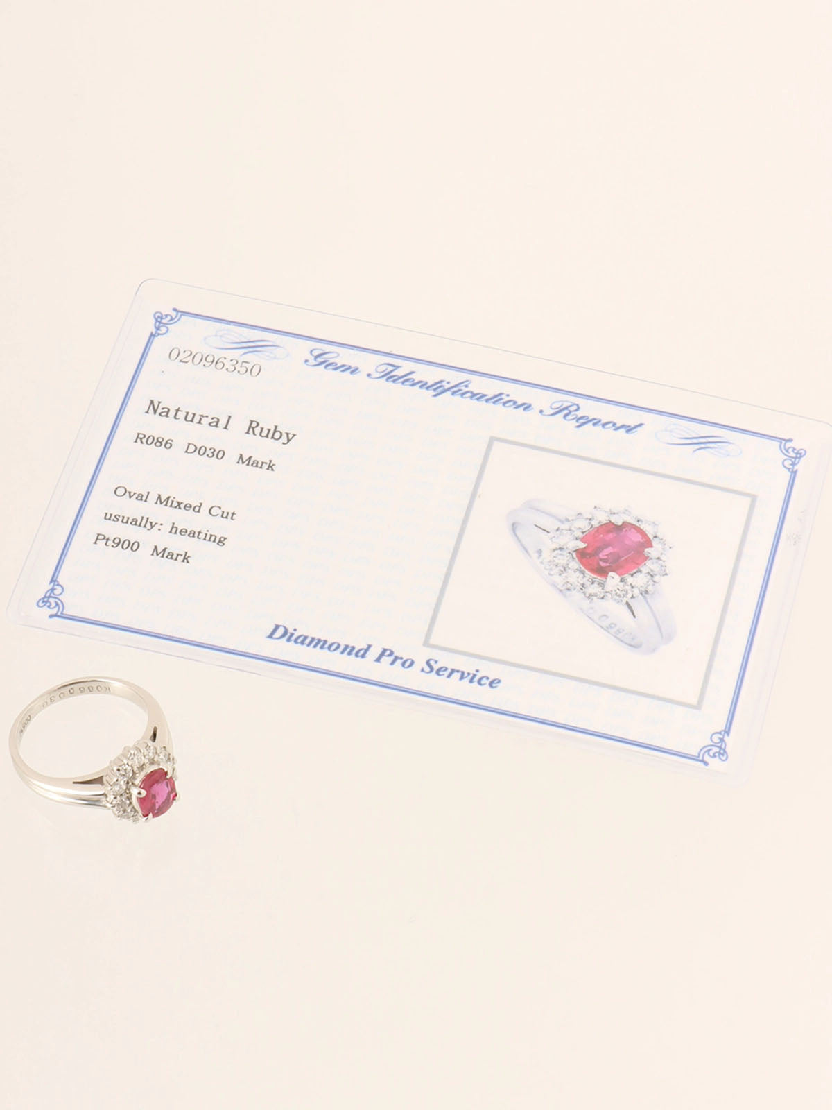 プラチナダイヤモンドルビーデザインリング シルバー/チェリーレッド