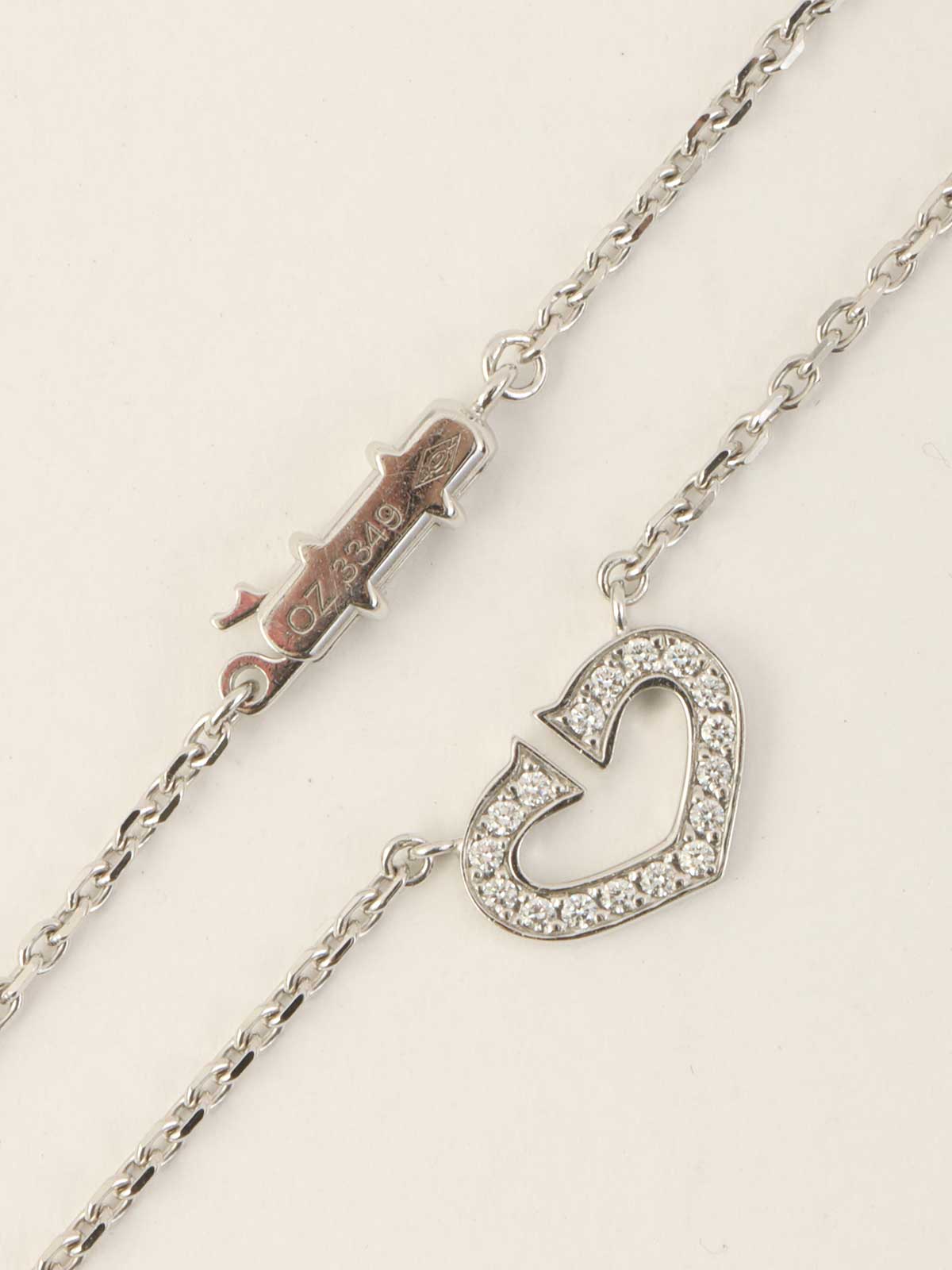 18K Diamond C Heart Necklace in Silver
