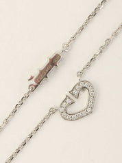 18K Diamond C Heart Necklace in Silver