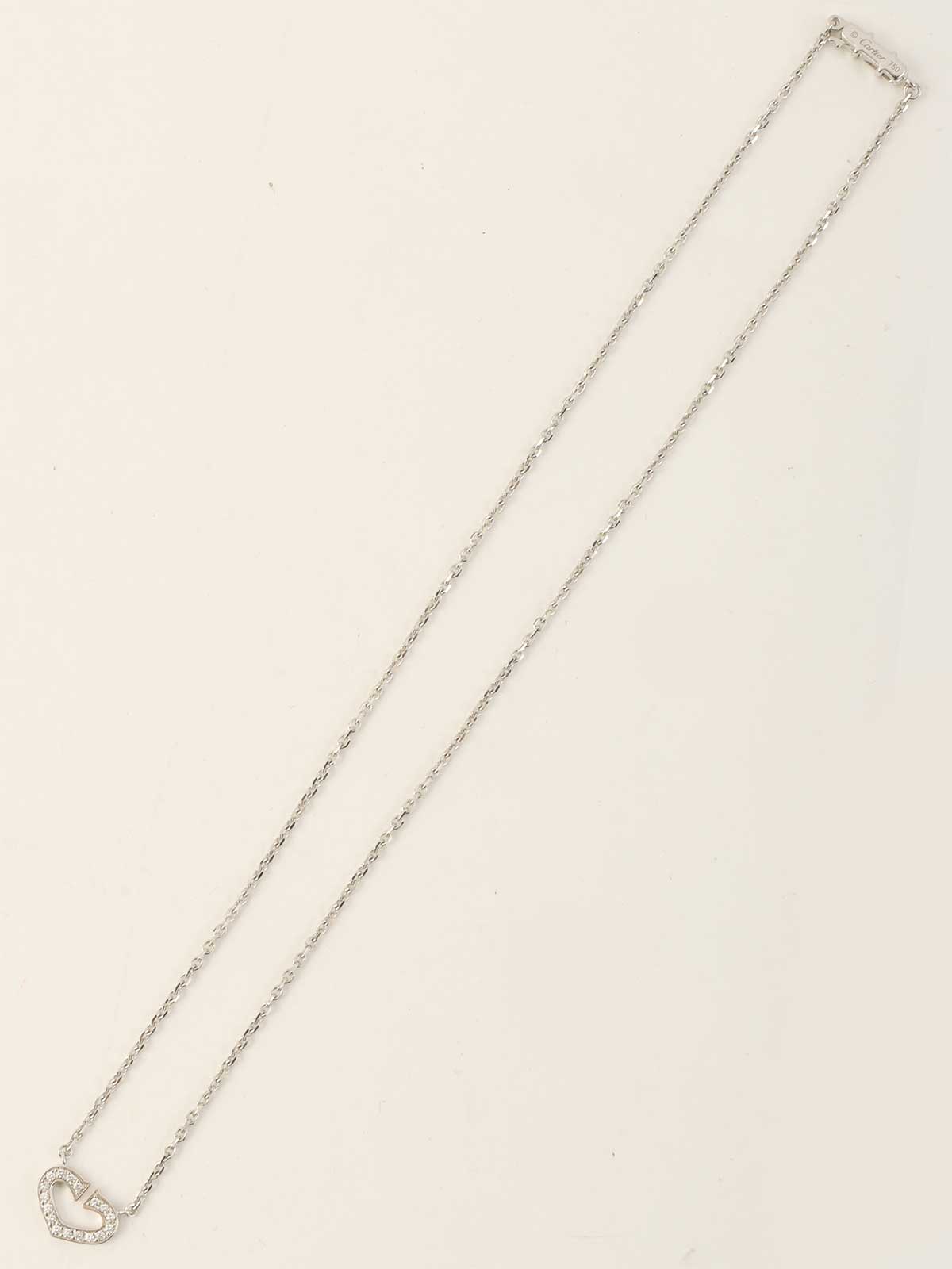 18K Diamond C Heart Necklace in Silver