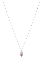 18Kルビーダイヤモンドデザインネックレス　シルバー／チェリーレッド