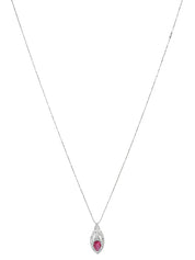 18Kルビーダイヤモンドデザインネックレス シルバー/チェリーレッド