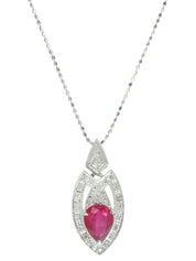 18Kルビーダイヤモンドデザインネックレス シルバー/チェリーレッド