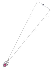 18Kルビーダイヤモンドデザインネックレス シルバー/チェリーレッド