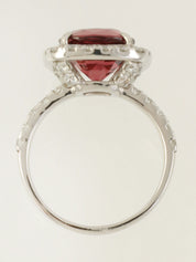 プラチナスピネルダイヤモンドリング レッド/シルバー