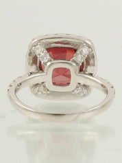 プラチナスピネルダイヤモンドリング レッド/シルバー