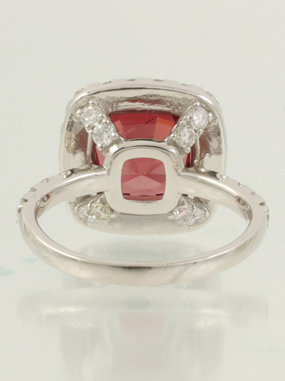 プラチナスピネルダイヤモンドリング レッド/シルバー